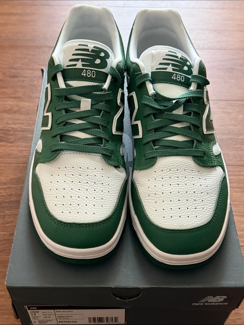 New Balance 480 Men's Green and White Leather Sneakers